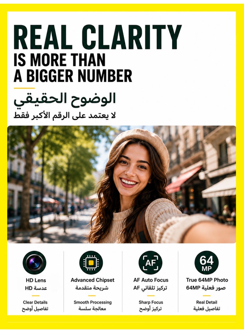 1 طابق سرداب كاميرا فلوق جيب بدقة 4K مع تثبيت جيمبال، تتبع الوجه بزاوية 330°، نقل عبر WiFi، تركيز تلقائي AF، تشمل بطاقة 128GB وحامل ثلاثي صغير - Image 2