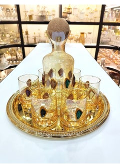 Damanhoor Elegant Glass Decanter Set With Cork Stopper Includes Six Matching Glasses Perfect For Serving Beverages In Style Handmade By Damanhoor 