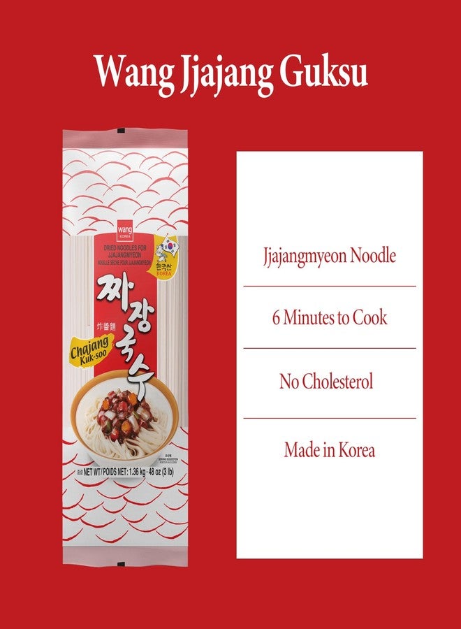 Wang Thick and Chewy Wheat Noodle for Jjajang Black Bean Sauce Noodle, Korean Noodle, Jjajang Myeon Noodle, 48 Oz - Image 2