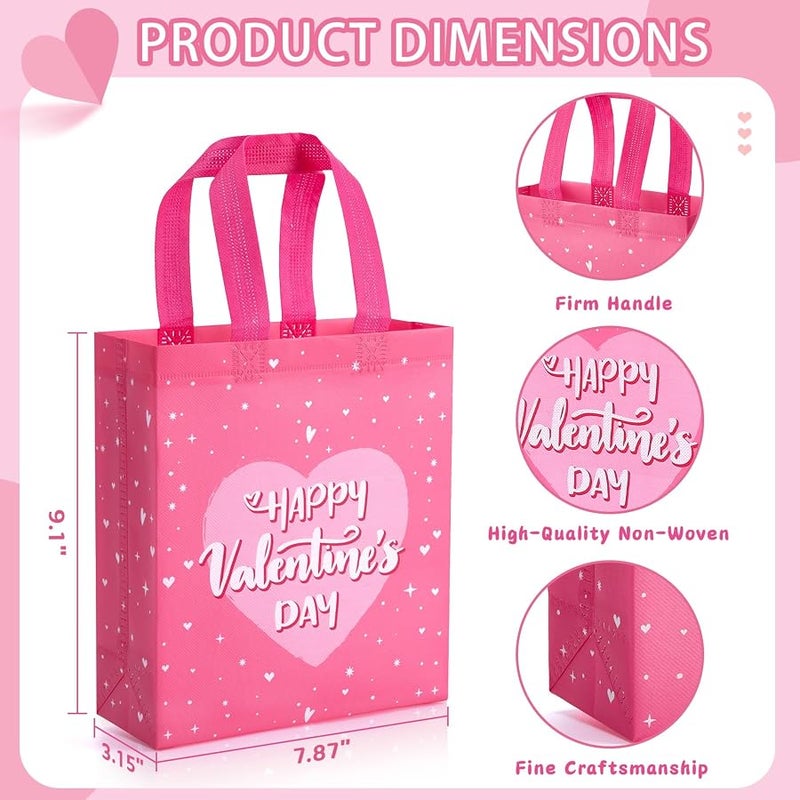 STYPOP 12 Pcs Valentine Gift Bags with Tissue Paper,Reusable Valentine Bags for Classroom,Small Valentines Day Gift Bags with Handles for Gift Giving Novelty Gift Exchange Gift Wrapping Valentines Party - Image 2