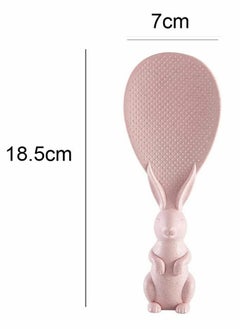 KASTWAVE Rice Scoop, Creative Cute Rabbit Non-Stick Rice Scoop, Bunny Shape Standable Rice Scooper, Household Rice Cooker Rice Spoon, Cartoon Rice Spoon 2Pcs (Pink+Beige)  - Image 2