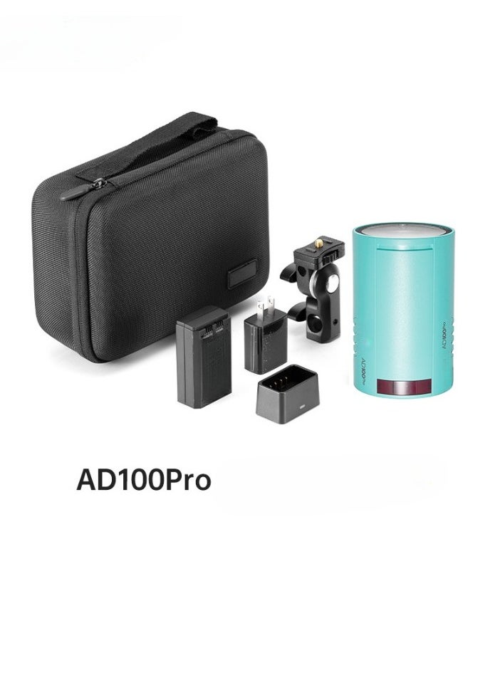 Godox AD100 Pro Pocket Studio Flash Light, High-speed TTL SLR Strobe Light, Rechargeable Battery Photography Light, OLED Screen Portable Photography Flash Light With Built In Wireless X System, (Blue)  - Image 1