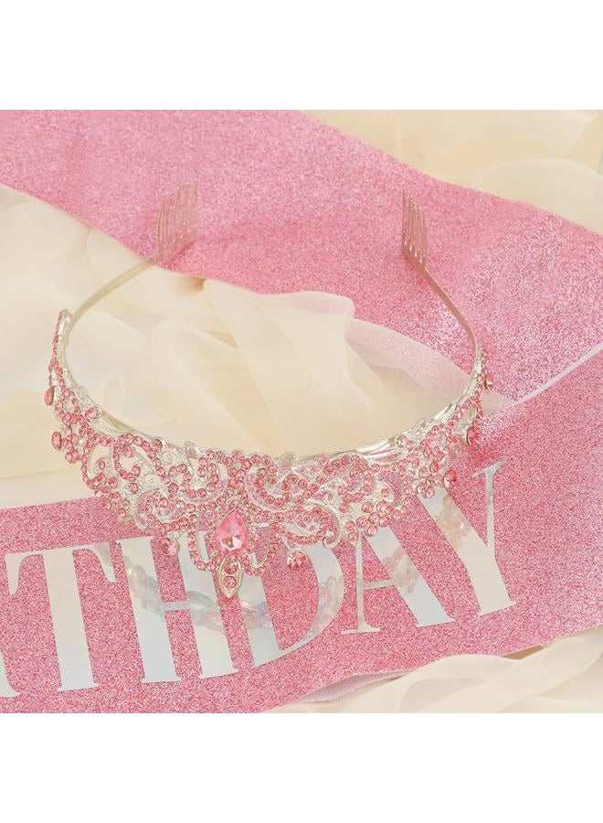 Coopyin Pink Birthday Sash and Crown Accessories for Women - Image 4