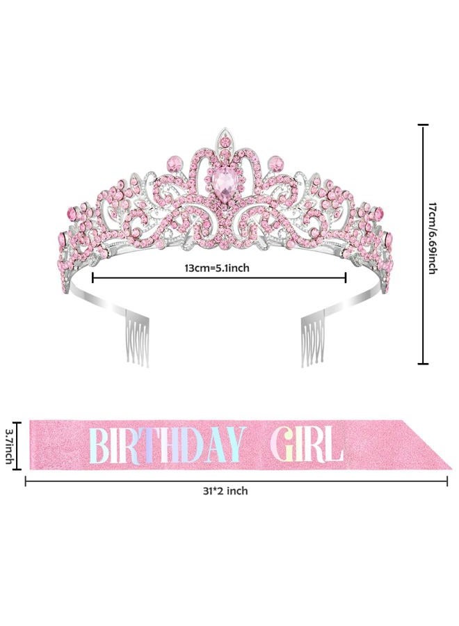 Coopyin Pink Birthday Sash and Crown Accessories for Women - Image 5