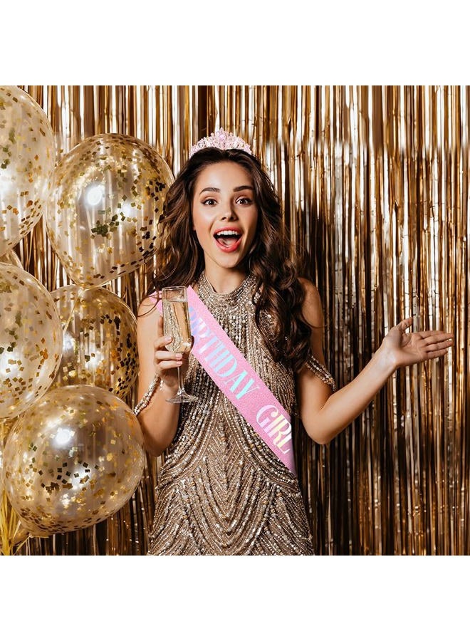 Coopyin Pink Birthday Sash and Crown Accessories for Women - Image 3