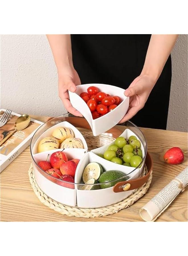 HOOKOR Divided Serving Tray with Lid, Portable Removable Divided Platter Food Storage Containers with 5 Compartment for  Party, Veggies, Snack, Fruit, Nuts, Candy, Cracker, Chip  - Image 3