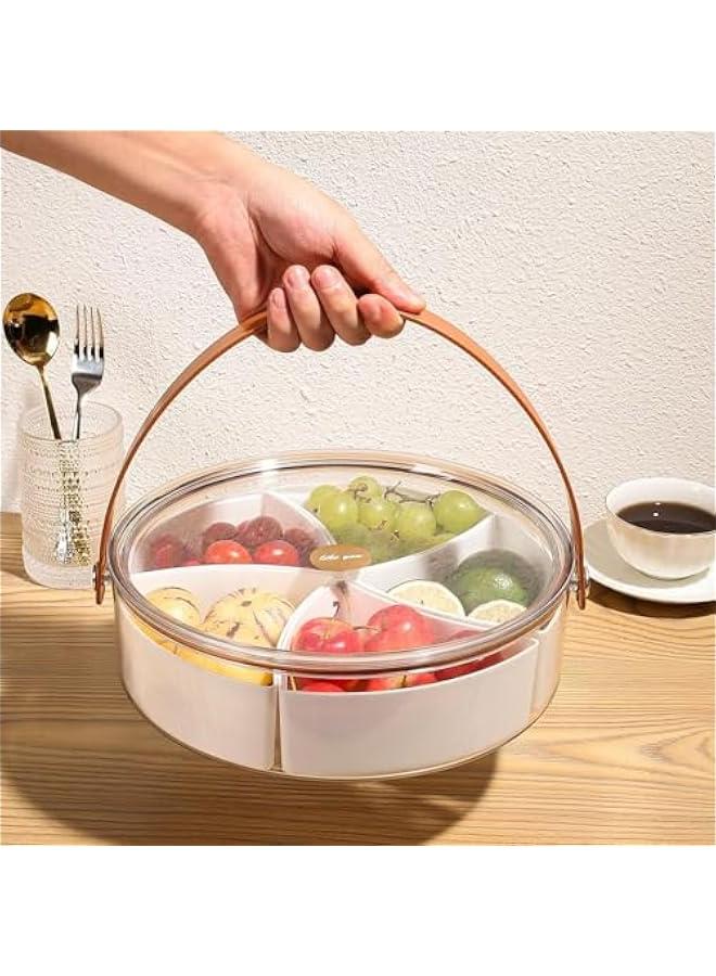 HOOKOR Divided Serving Tray with Lid, Portable Removable Divided Platter Food Storage Containers with 5 Compartment for  Party, Veggies, Snack, Fruit, Nuts, Candy, Cracker, Chip  - Image 4