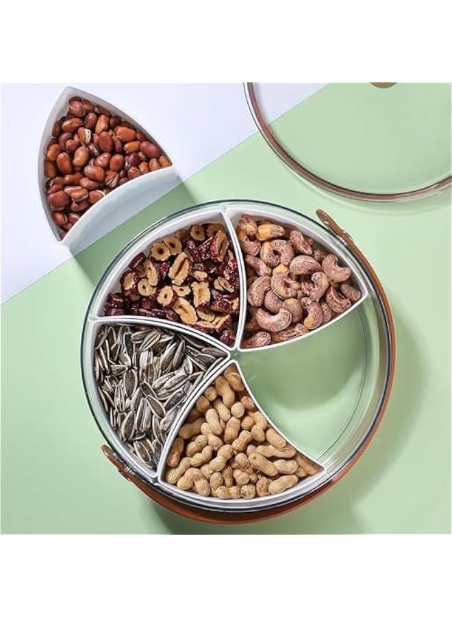 HOOKOR Divided Serving Tray with Lid, Portable Removable Divided Platter Food Storage Containers with 5 Compartment for  Party, Veggies, Snack, Fruit, Nuts, Candy, Cracker, Chip  - Image 5