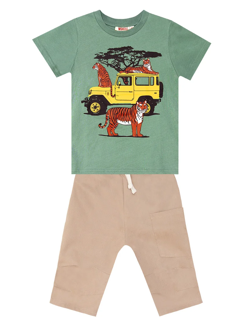 MSHB&G Safari Boy T-shirt&Twill Capri Pants Set