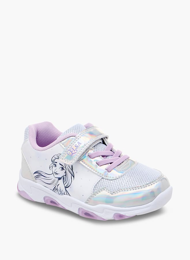 Disney Girls Frozen Print Light-Up Sneakers with Hook and Loop Closure - Image 1