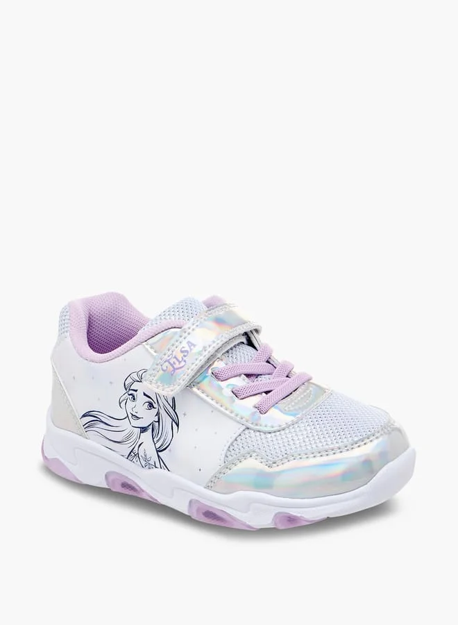 Disney  Girls Frozen Print Light-Up Sneakers with Hook and Loop Closure  | Best Price UAE