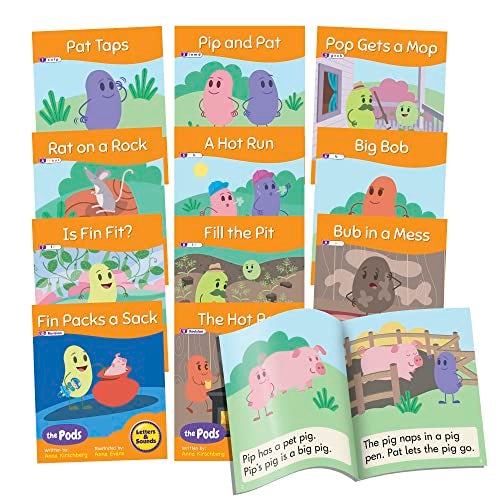 Junior Learning Decodable Readers The Pods Phase 2 Letter Sounds The Science of Reading Easy Decodable Texts Beginning Readers Includes 12 Books for Ages 5 Grade K - Image 1