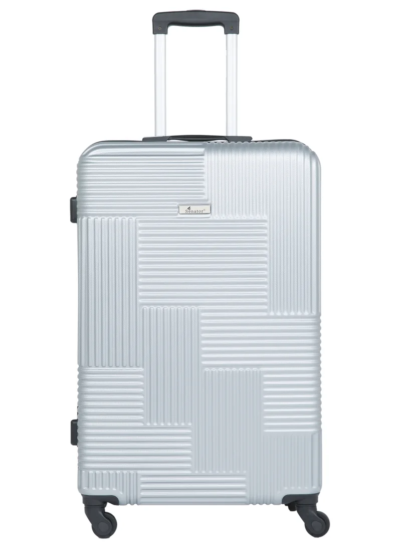 SENATOR Hard Shell Travel Bags Trolley Luggage Set of 3 Piece Suitcase for Unisex ABS Lightweight with 4 Spinner Wheels KH110 Silver