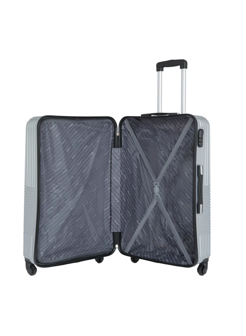 SENATOR Hard Shell Travel Bags Trolley Luggage Set of 3 Piece Suitcase for Unisex ABS Lightweight with 4 Spinner Wheels KH110 Silver