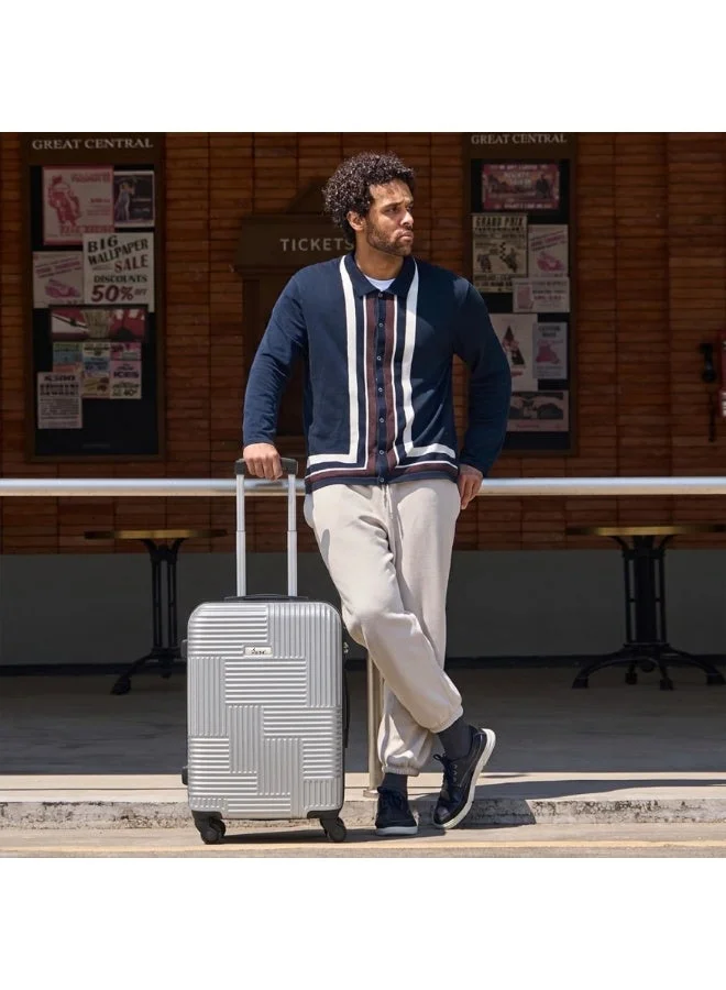 SENATOR Hard Shell Travel Bags Trolley Luggage Set of 3 Piece Suitcase for Unisex ABS Lightweight with 4 Spinner Wheels KH110 Silver