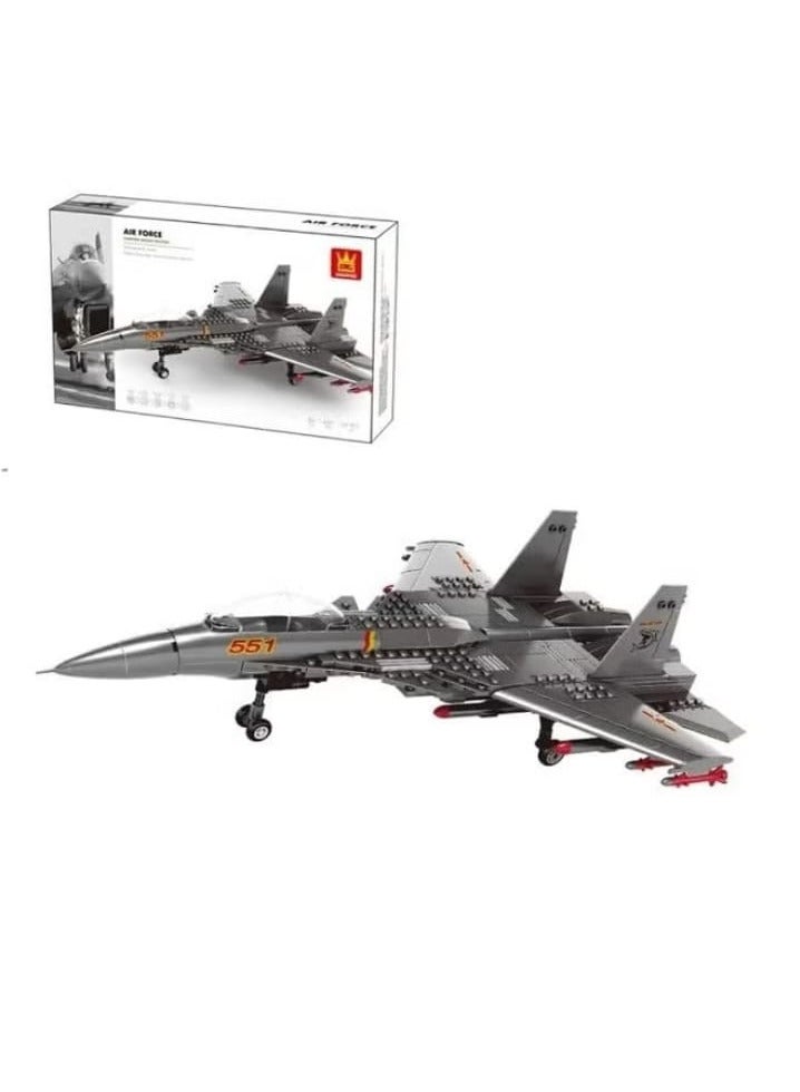 Air Force F-15 Airplane Building Blocks Toy (272 Pieces), 3D Army Airplane Model