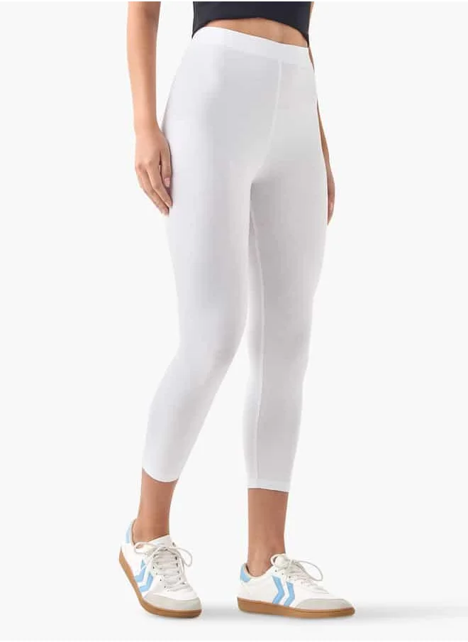 FAV Set of 2 - Regular Fit 3/4 Length Leggings with Elasticated Waistband