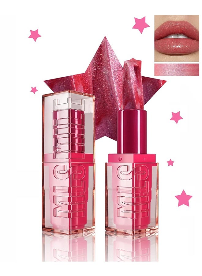 RoyueS Glitter Marble Lipstick, Five-Pointed Star Pearlescent Lip Gloss, Long Lasting Non-sticky Highly Pigmented Shimmer Delicate Lip Glaze for Daily Lip Makeup # ARISTA - Image 1