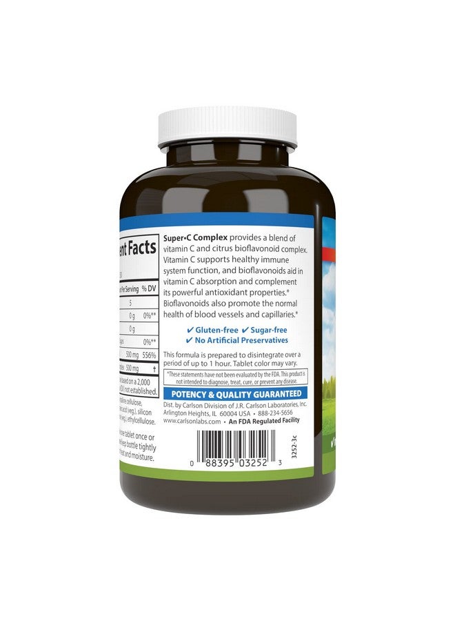Carlson - Super-C Complex, Vitamin C + Bioflavonoids, Immune Function & Optimal Wellness, Antioxidant, 250 Vegetarian Tablets - Image 3