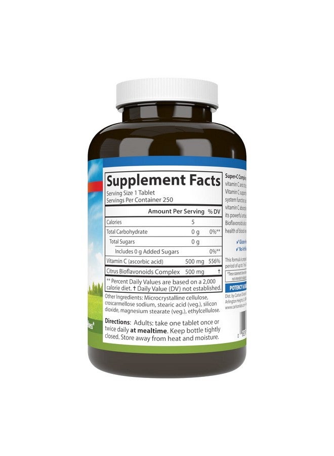 Carlson - Super-C Complex, Vitamin C + Bioflavonoids, Immune Function & Optimal Wellness, Antioxidant, 250 Vegetarian Tablets - Image 2