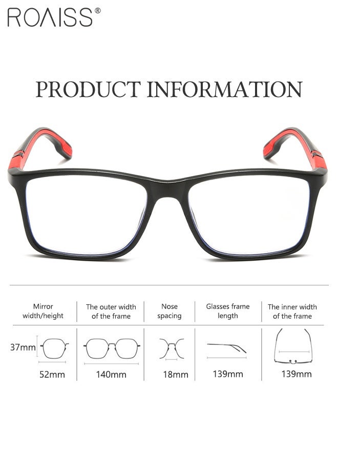 رويس نظارات شمسية للرجال والنساء، مضادة للأشعة فوق البنفسجية والوهج، مزودة بفلتر للضوء الأزرق، نظارات كمبيوتر مستطيلة، مضادة للضوء، مضادة لإجهاد العين، نظارات صداع، لون أسود وأحمر - Image 3