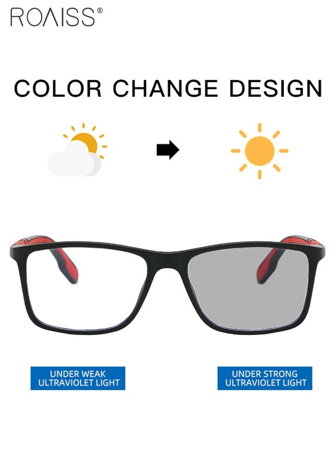 رويس نظارات شمسية للرجال والنساء، مضادة للأشعة فوق البنفسجية والوهج، مزودة بفلتر للضوء الأزرق، نظارات كمبيوتر مستطيلة، مضادة للضوء، مضادة لإجهاد العين، نظارات صداع، لون أسود وأحمر - Image 5