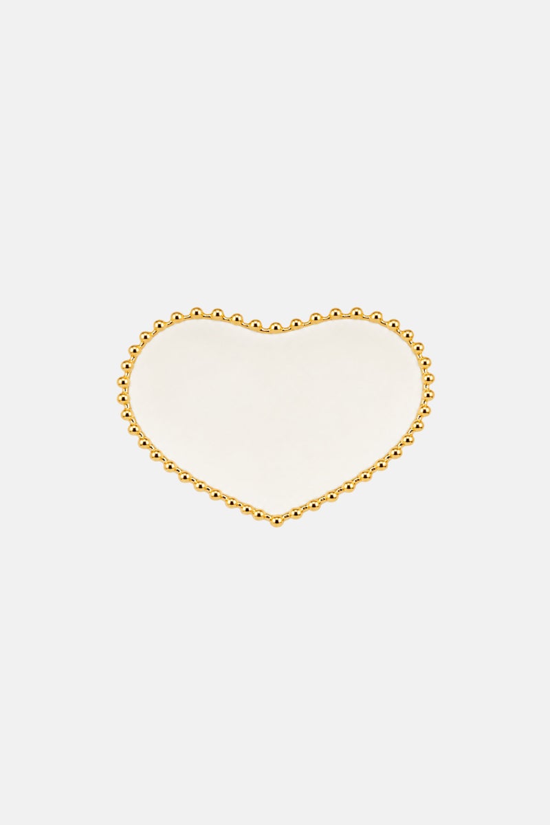 Bombay Beaded Edge Heart Shaped Plate, White - Image 1