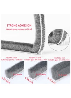 XiuWoo 16.4 Inch Self Adhesive Seal Strip Weatherstrip for Windows and Doors House Soundproofing, Pile Self Adhesive Weatherstrip Seal Strip Sealer Draft Stoppers, 0.35 Wide × 0.2 Inch Thick, (Gray)  - Image 2