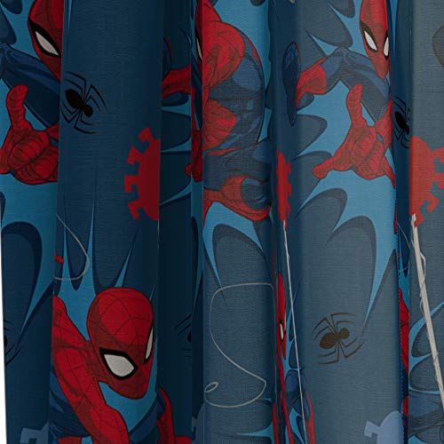 Jay Franco Kids Window Drapes - 4 Piece Curtain Set Includes 2 Tiebacks, Beautiful Bedding Room Décor and Easy Set Up, Blue - Spiderman, 84 Inch - Image 5