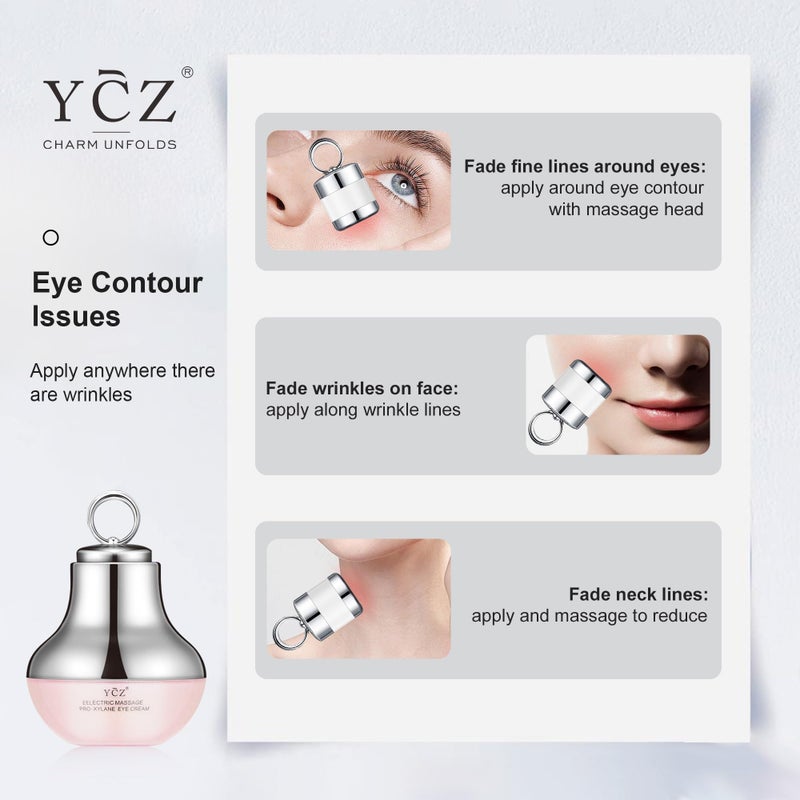 Ycz Electric Massage Eye Cream, 2-In-1 Firming Eye Moisturizer for Under Eye Care, Targets Dark Circles and Fine Lines, Deep Hydration Soothes Eye Fatigue, Suitable Lightweight Texture for Daily Use - Image 5