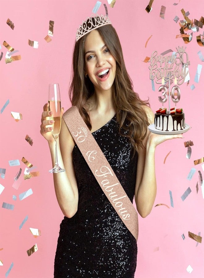 YeohJoy 30th Birthday Decorations for Her, Including 30th Birthday Sash and Tiara, Cake Topper and Candles, Number 30 Balloons, 30th Birthday Decorations Women, 30th Birthday Gifts for Women - Image 2