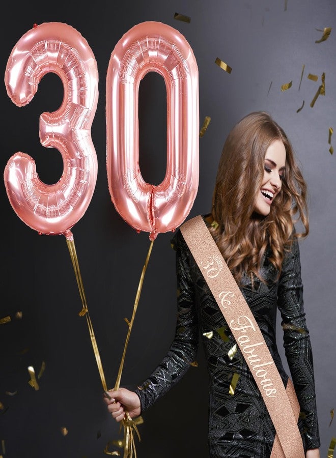 YeohJoy 30th Birthday Decorations for Her, Including 30th Birthday Sash and Tiara, Cake Topper and Candles, Number 30 Balloons, 30th Birthday Decorations Women, 30th Birthday Gifts for Women - Image 3