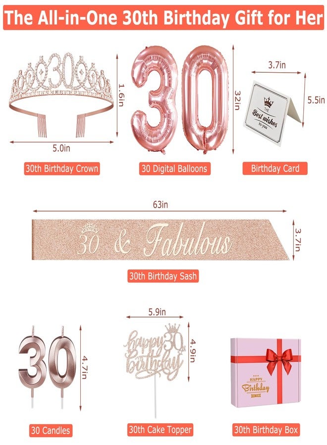 YeohJoy 30th Birthday Decorations for Her, Including 30th Birthday Sash and Tiara, Cake Topper and Candles, Number 30 Balloons, 30th Birthday Decorations Women, 30th Birthday Gifts for Women - Image 5