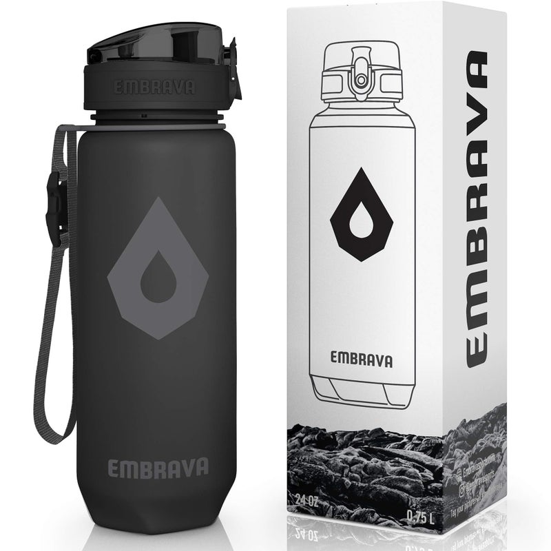 Embrava 24oz BPA-Free Plastic Sports Water Bottle with Time Markers - Image 1