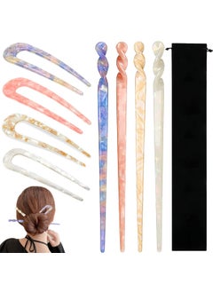 La Jolie Jasmin 8 Pieces Acetate Hair Pins Sticks UShaped Straight Chopsticks Hairpin Hair Styling Accessories Vintage Hair Pin Fork Hair Clips for Girls Women Updos BunsType C 