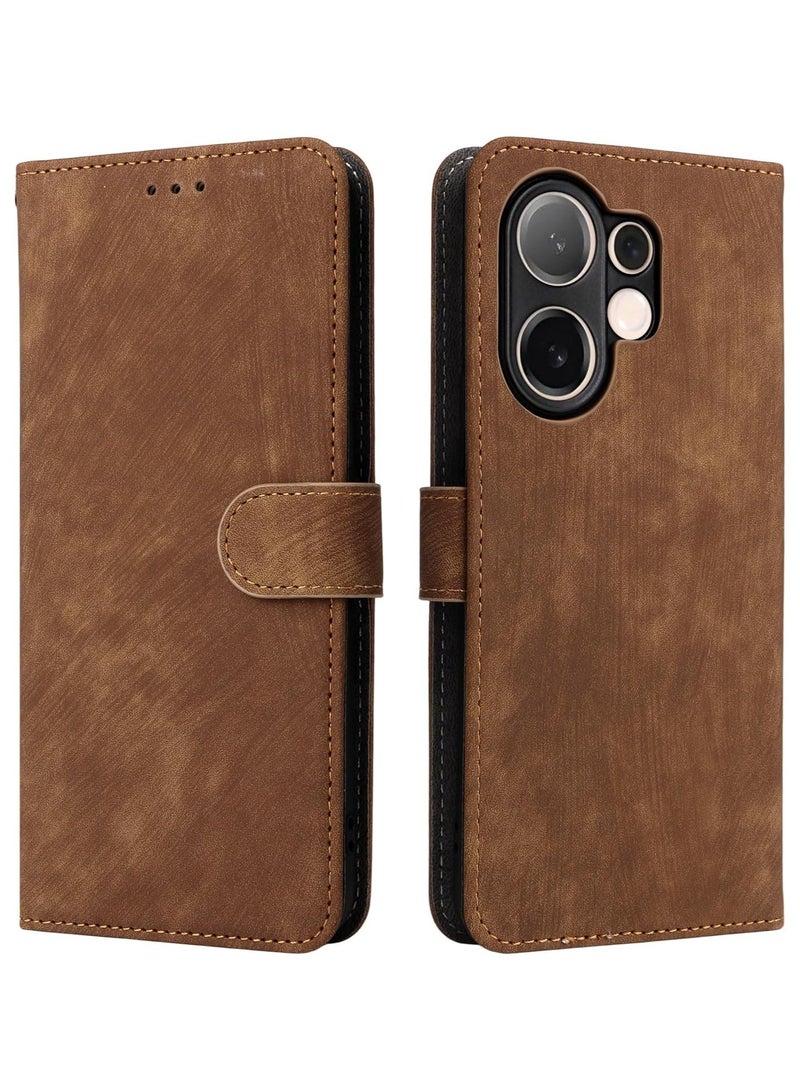 For Vivo V60 Flip Cover with Detachable Lanyard, PU Leather Full Body Protection Shockproof Flip Mobile Phone Case, RFID Anti-theft Brush Folio Wallet Case - Image 3