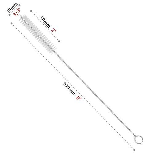 GFDesign Drinking Straw Cleaning Brushes Set Pipe Tube Cleaner Nylon Bristles Stainless Steel Handle - 8" x 3/8" (10mm) - Set of 15 - Image 2