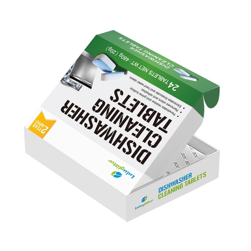 LULUGLITTER Daily Use Dishwasher Tablet 24 Pack Deep Cleaning Descaler for Dish Washer Machine Heavy Duty Limescale Remover - Image 3