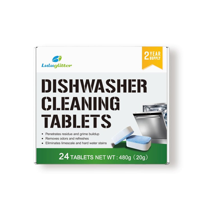 LULUGLITTER Daily Use Dishwasher Tablet 24 Pack Deep Cleaning Descaler for Dish Washer Machine Heavy Duty Limescale Remover - Image 1
