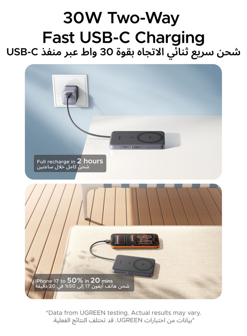 Ugreen Power Bank 10000mAh Power Bank With Qi2 Wireless Charging Magnetic Power Bank 30W Fast Charging Built-In Cable Wireless Power Bank Portable Charger Travel Charger For iPhone 18 Pro, iPhone 18 Pro Max, iPhone Duo, iPhone 17,Ultra-Slim, Compatible With MagSafe 10000mAh 10000mAh - Image 5