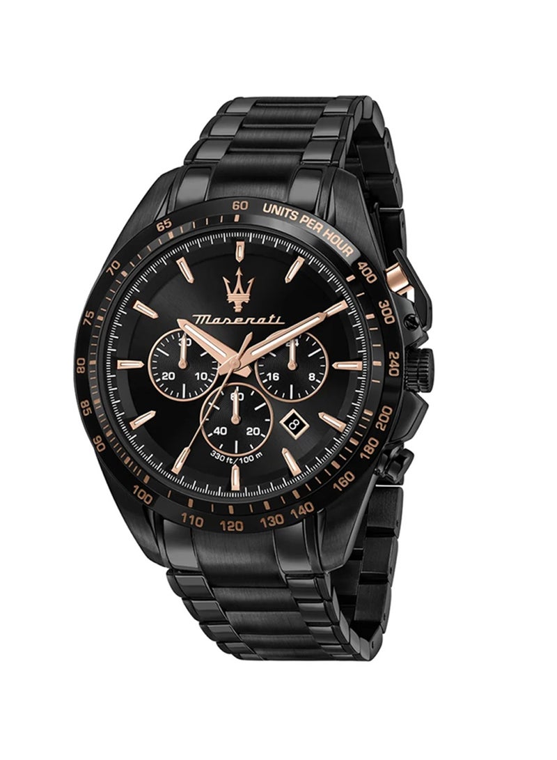 Maserati ساعة تراجاردو للرجال بمينا سوداء وسوار من الفولاذ المقاوم للصدأ R8873612050 - 45 مم - Image 2