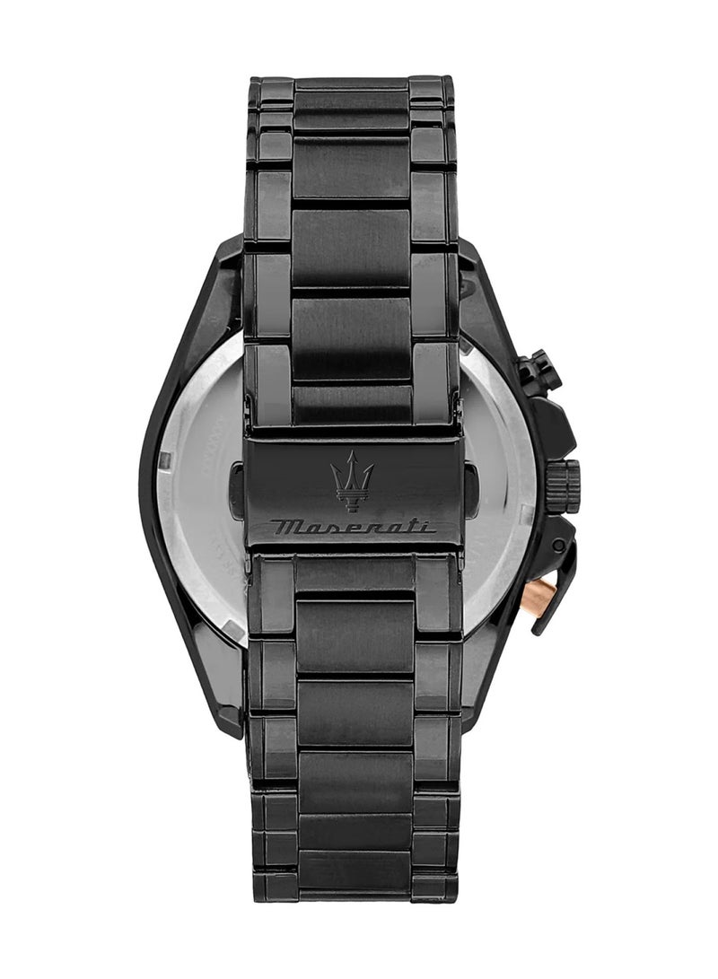 Maserati ساعة تراجاردو للرجال بمينا سوداء وسوار من الفولاذ المقاوم للصدأ R8873612050 - 45 مم - Image 4