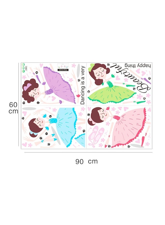NIBEMINENT Cartoon Ballerina Girl Delicate Wall Sticker Multicolour 60 x 90cm - Image 2