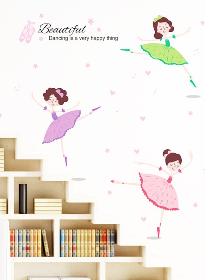 NIBEMINENT Cartoon Ballerina Girl Delicate Wall Sticker Multicolour 60 x 90cm - Image 3