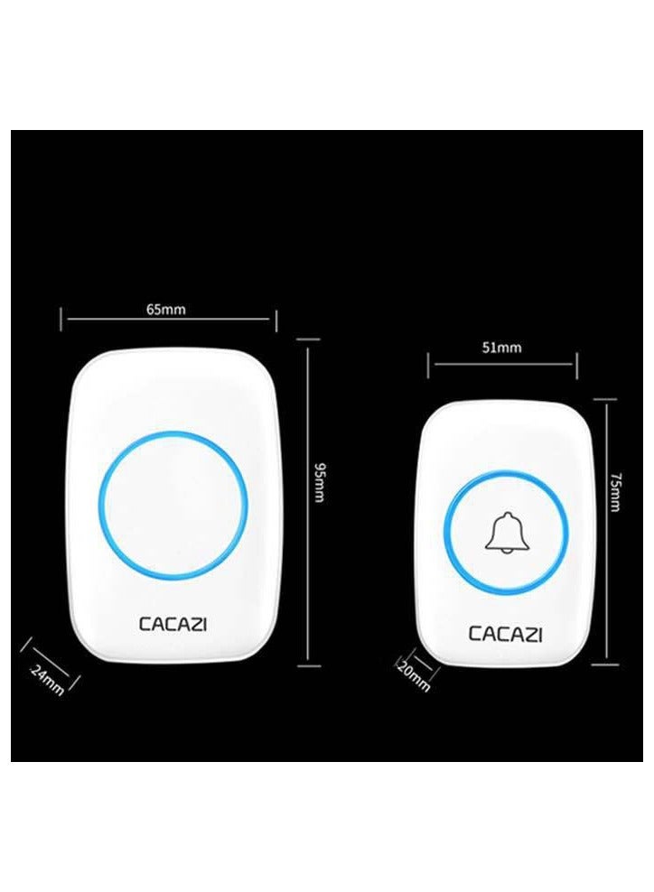 Wireless Doorbell, Waterproof Door Bell Kit, Distinguish front and rear doors, Over 1000 feet Range,60 Chime, 5 Levels Volume, LED Flash, for Home Office Classroom(White British Standard Plug) - Image 2