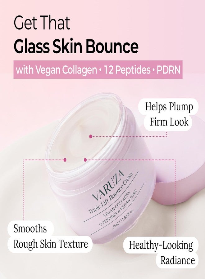 varuza Triple Lift Bounce Cream 55ml Vegan Collagen 12 Peptides Vegan PDRN 2ea - Image 2