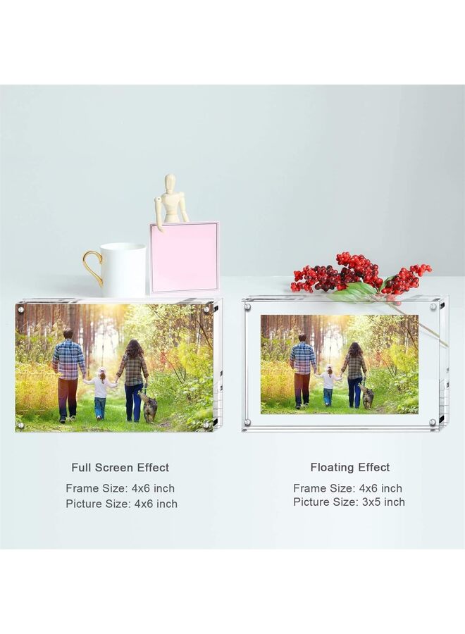 Acrylic Picture Frames, Clear Frameless Inches Photo Frames with Magnetic, Double Sided Transparent Desktop Frame(Size: 4''*6'' / 5''*7'') (Size : 4 * 6)  - Image 5