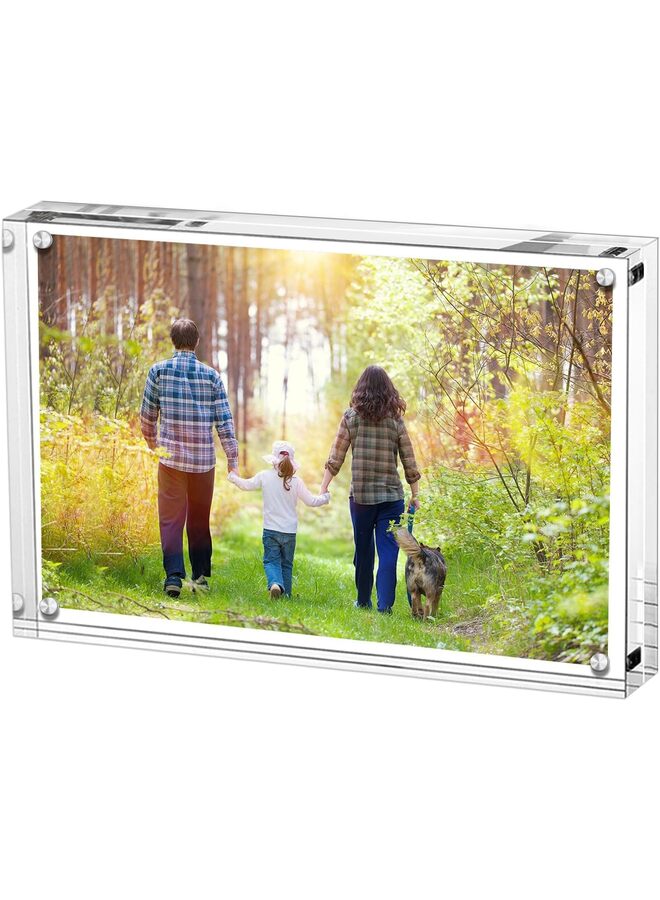 Acrylic Picture Frames, Clear Frameless Inches Photo Frames with Magnetic, Double Sided Transparent Desktop Frame(Size: 4''*6'' / 5''*7'') (Size : 4 * 6)  - Image 1