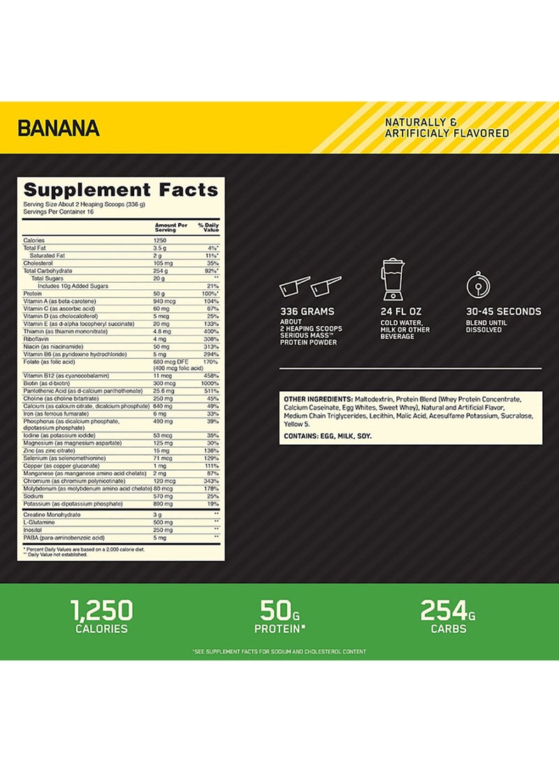 Optimum Nutrition Serious Mass Protein - Banana - 5.45 kg - Image 2