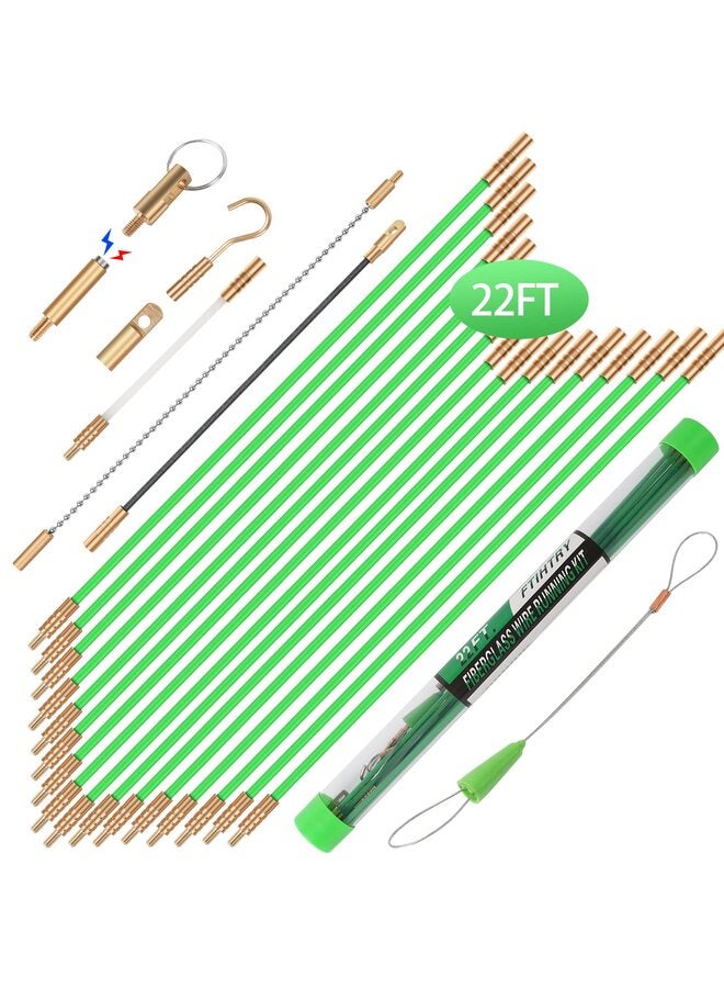 قضبان متوهجة من كابلات الأسلاك الكهربائية المصنوعة من الألياف الزجاجية مقاس 17 بوصة، ومجموعة قضبان كهربائية مزودة بـ 6 ملحقات مختلفة و10 أدوات سحب أسلاك بشريط لاصق - Image 1